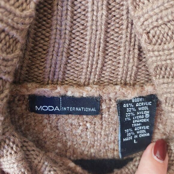 Moda International Pullover Womens Large Wool Blend Teddy Bear Chunky Sweater - Picture 4 of 9